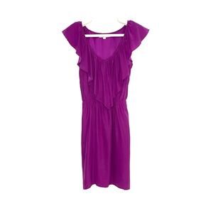 Amanda Uprichard Fuchsia Pink Purple Ruffle Neckline Silk Dress Size P